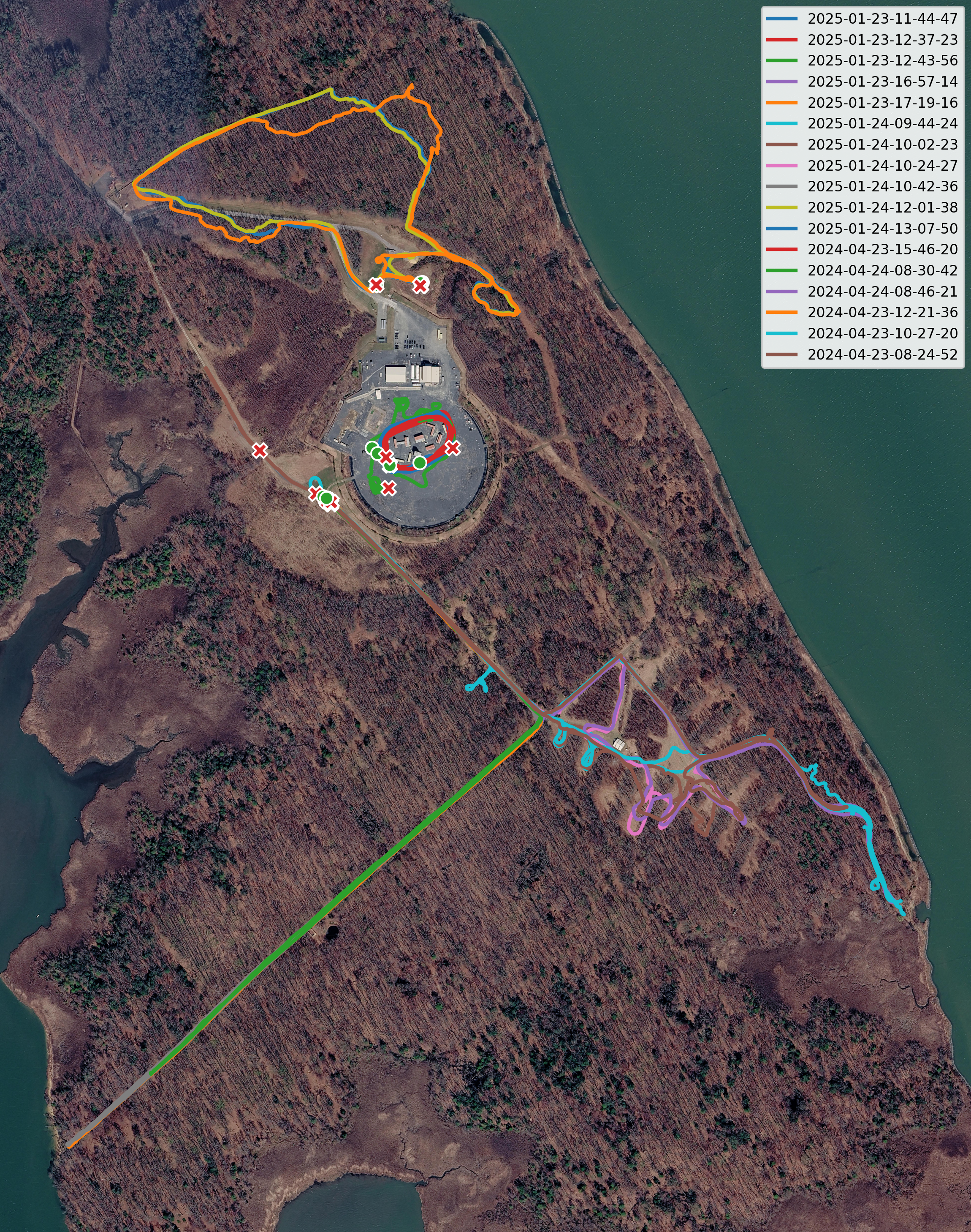 Combined GPS trajectories for all raw ROS bags